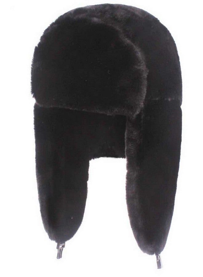 Brcus Women Russian Ushanka Trapper Pilot Aviator Cap Winter Windproof Ski Hat Black - Image 1